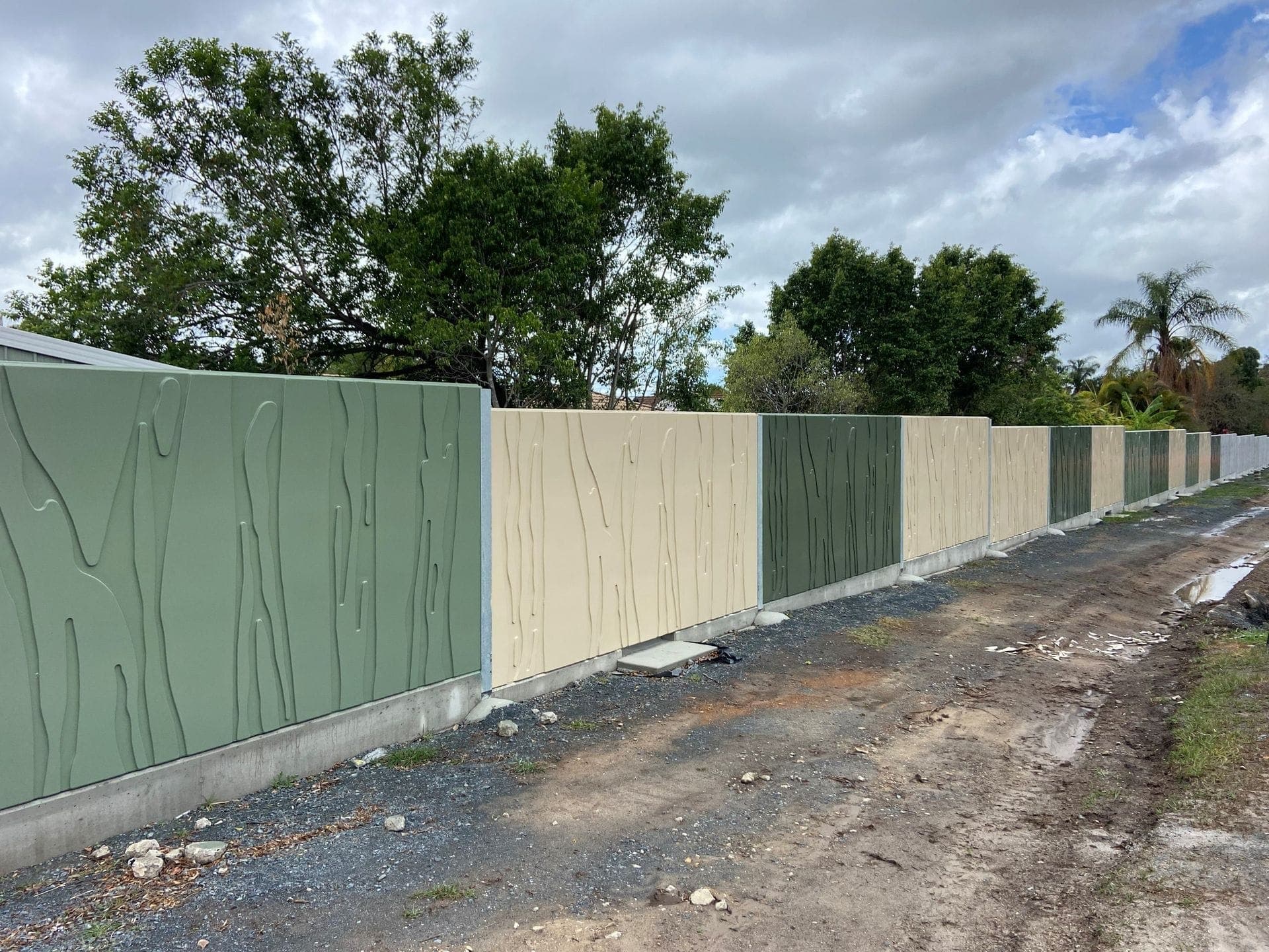 Green and cream textured decorative noise panels