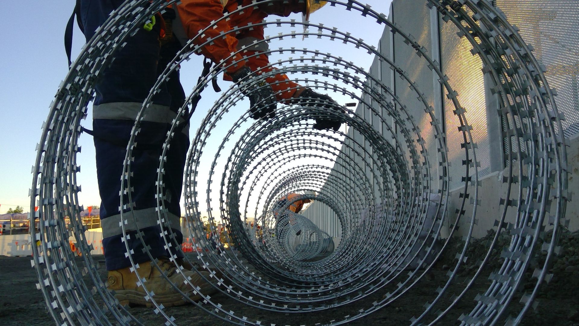 Razor wire coil security fencing detail